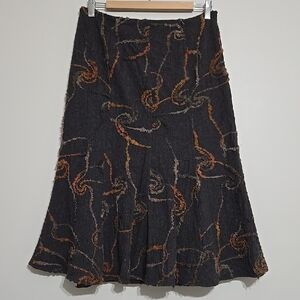 Vintage L. Pucci Gray Patterned Midi Skirt Size 50 EU (L-XL)